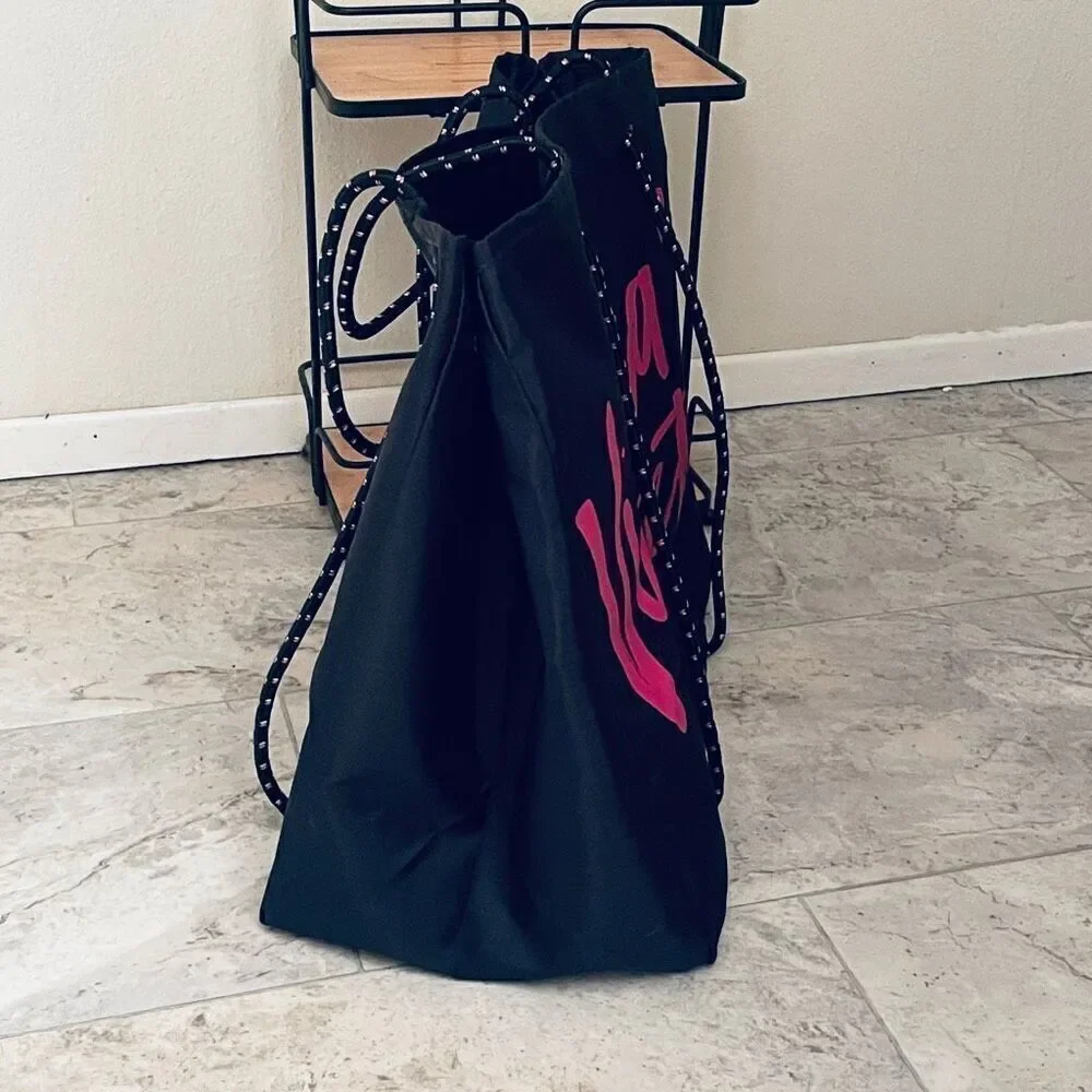 NWT Victoria’s Secret Angel Tote Black Pink Convertible Rope Weekender Tote Bag